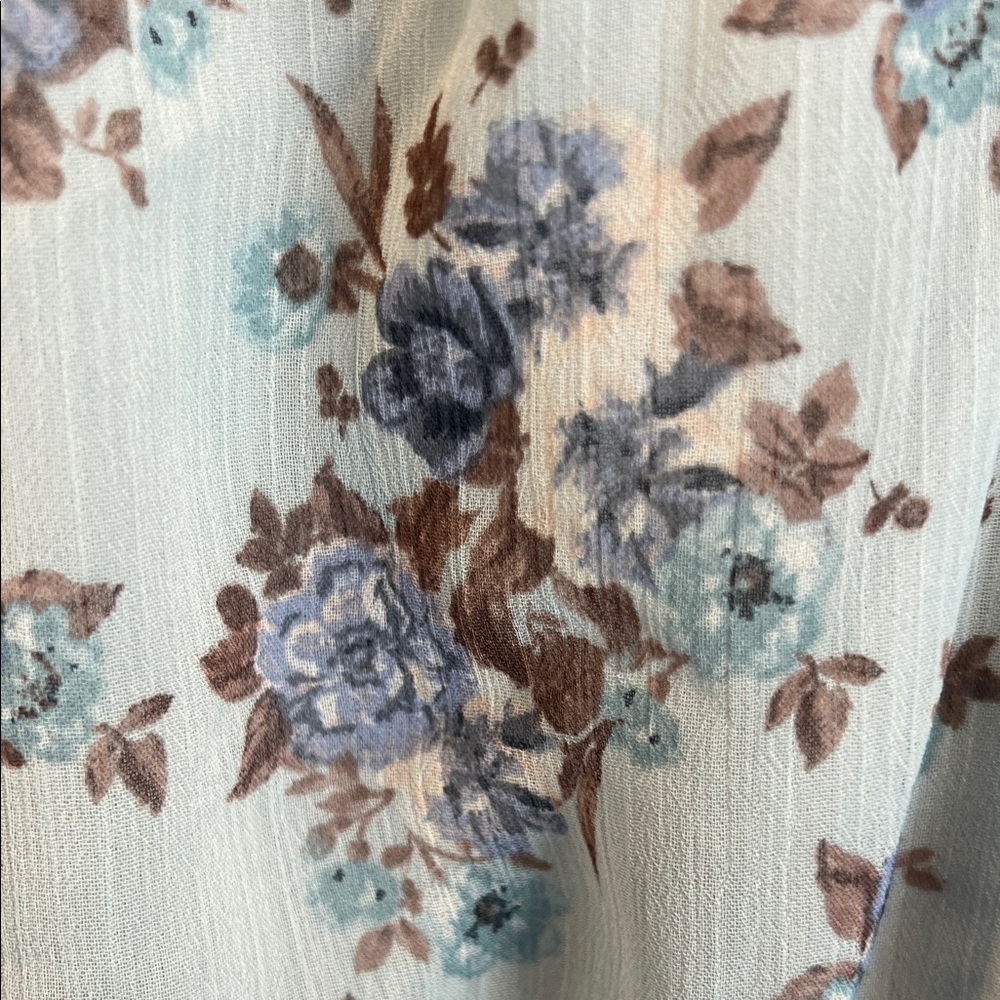 Trixxi Floral Print Romper in Soft Blue and Brown M - Picture 7 of 7